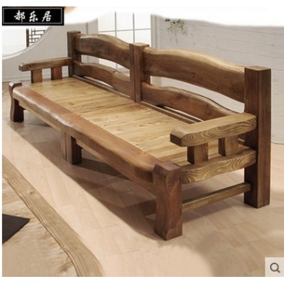 纯实木仿古做旧沙发家具单双三人实木沙发