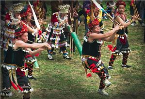 People are playing music on Lusheng Festival